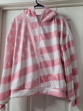 NWT.  Small.  This runs big. WOMEN Oversized Zip Through Stars And Stripes